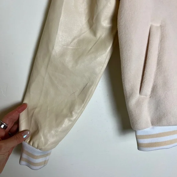 AKIRA Art School Varsity Jacket S Cream White Dropout Class Patches Indie Punk - Picture 9 of 14